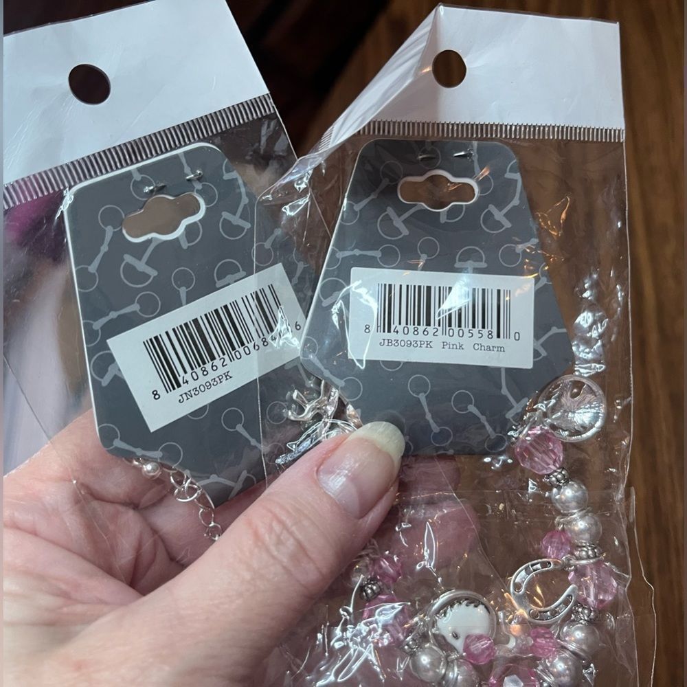 NIP neckkace & bracelet horse white/pink